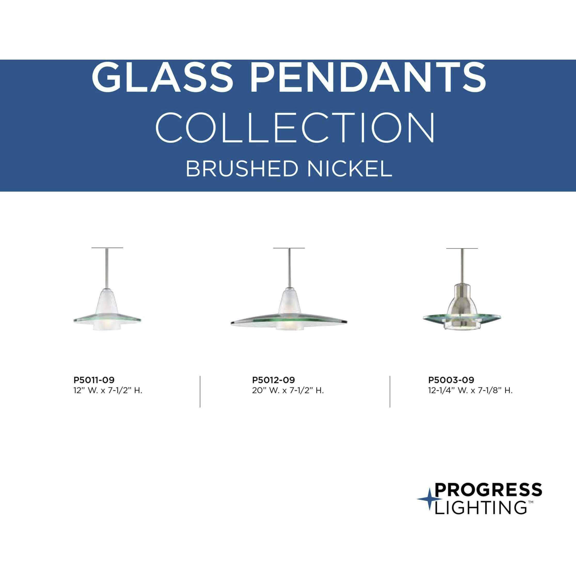 Glass Pendants 1 Light 20 inch Brushed Nickel Pendant Ceiling Light